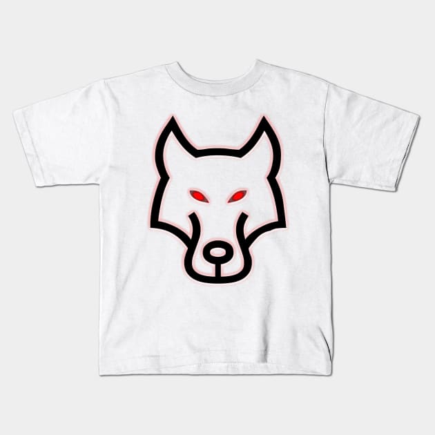 Wolf Red Eyes Spirit Design Kids T-Shirt by Pikmi